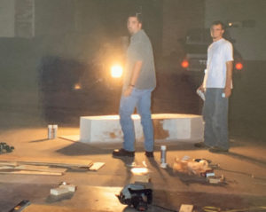 Matt & Mark building the first two coffins for Halloween 1998