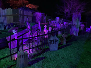 Halloween 2021 - Halloween Cemetery with Tombstones, Halloween Fence, and Halloween Coffin Cart