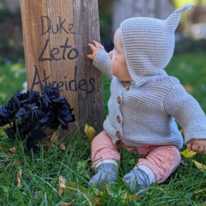 Medium Wood Tombstone with a baby for Halloween