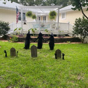 Wood Gothic point Tombstones with Witches and creepy hands